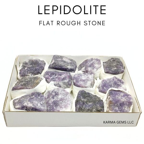 Lepidolite 12 Pcs Flat Rough Stone