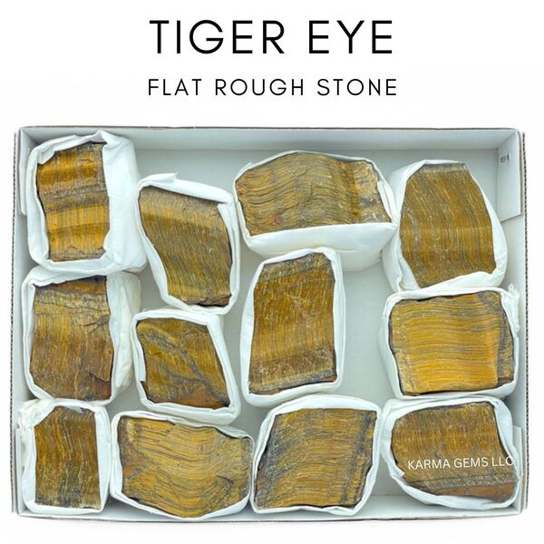 Tiger Eye 12 Pcs Flat Rough Stone