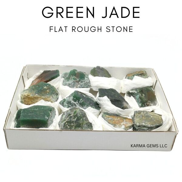 Green Jade 12 Pcs Flat Rough Stone