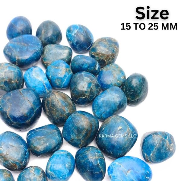 Blue Apatite 15 To 25 MM Crystal Tumbled Stone