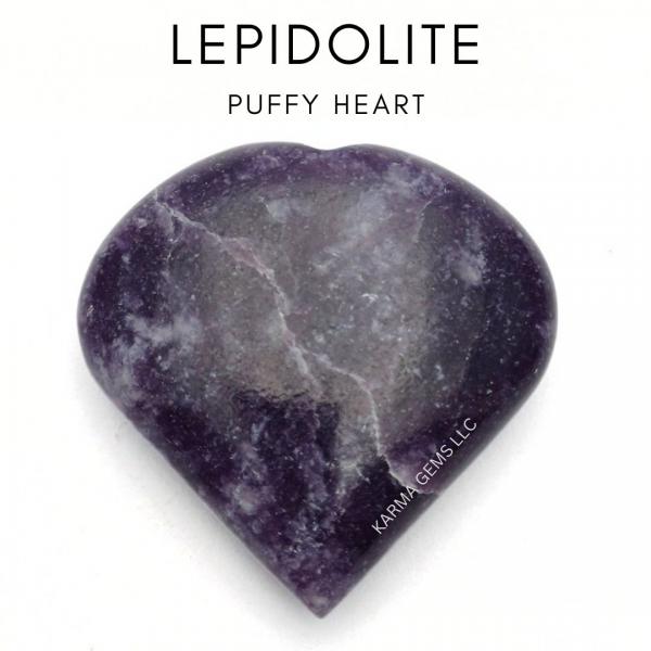 Lepidolite Puffy Heart 2 inch