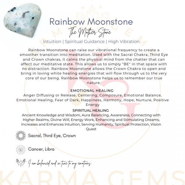 Rainbow Moonstone Puffy Heart 2 inch