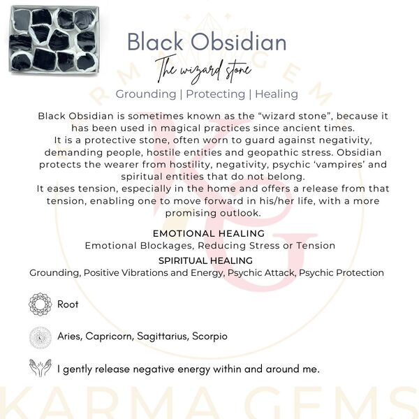 Black Obsidian 12 Pcs Flat Rough Stone
