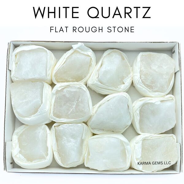 White Quartz 12 Pcs Flat Rough Stone
