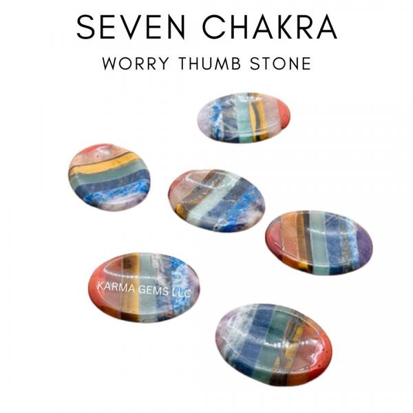 Seven Chakra Worry Thumb Stone