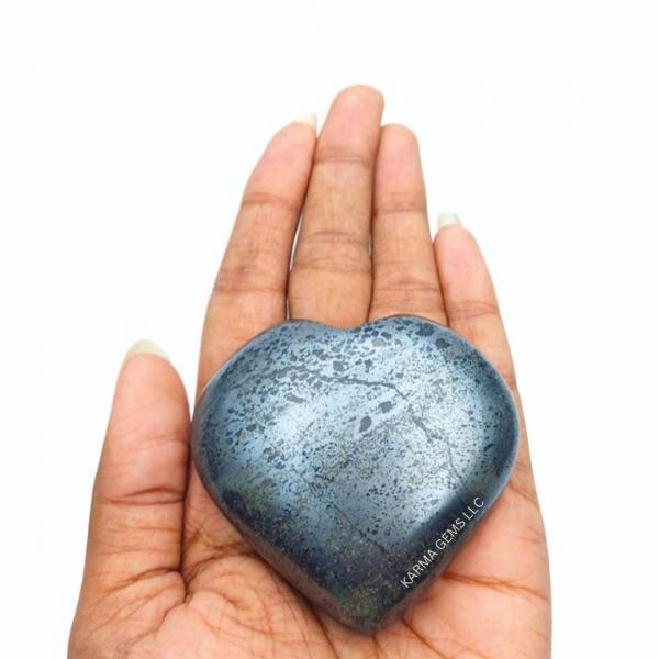 Hematite Puffy Heart 2 inch