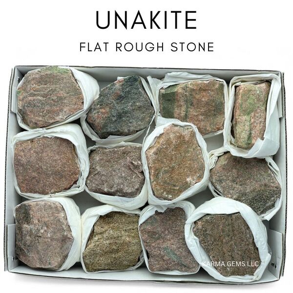 Unakite 12 Pcs Flat Rough Stone