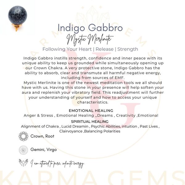 Indigo Gabbro Crystal Sphere
